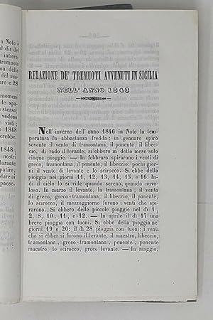 Bild des Verkufers fr Memoria sul Tremuoto degli 11 Gennaro 1848&hellip; zum Verkauf von Libreria Antiquaria Pregliasco