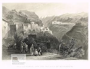 Der-El-Kamar, and the Palaces of Beteddein. Imposante Ansicht der Felsenpaläste von Beteddein im ...