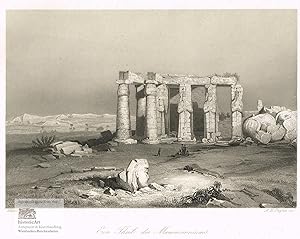 Ein Theil des Memmnoniums. Ansicht der zerstörten Ruinen des Memmnon-Tempels bei Luxor in Ägypten...