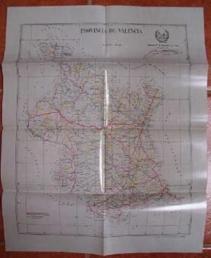 Seller image for Plano de las carreteras nacionales, provinciales y caminos vecinales de la provincia de Valencia for sale by Librera Maestro Gozalbo