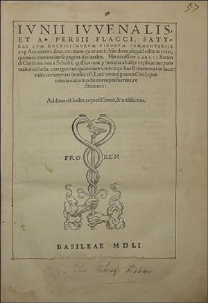 Iunii Iuvenalis et A. Persii Flacci, satyrae cum doctissimorum virorum commentariis atque annotat...
