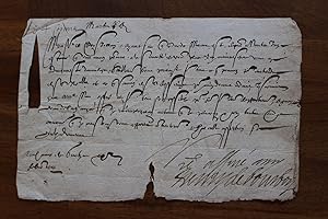 Seller image for Lettre signe - signature autographe (Chteau de la Bretesche 1590-1591, Loire-Atlantique, Nantes, Guerre de la Ligne, Henri IV) for sale by Librairie Trois Plumes