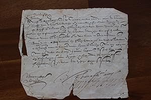 Seller image for Lettre signe - signature autographe (Chteau de la Bretesche 1590-1591, Loire-Atlantique, Nantes, Guerre de la Ligne, Henri IV) for sale by Librairie Trois Plumes