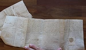 Lettre signée (lot de 2) - une rare lettre sur peau de vélin de Anne d'Alègre, comtesse de Laval....