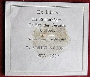 Ex-libris Québec (ex-dono) M. Adrien Samson