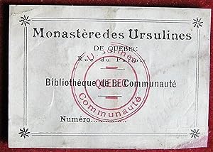 Ex-libris Québec. Monastère des Ursulines. Bibliothèque de la communauté