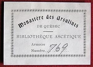 Ex-libris Québec. Monastère des Ursulines, Bibliothèque Ascétique