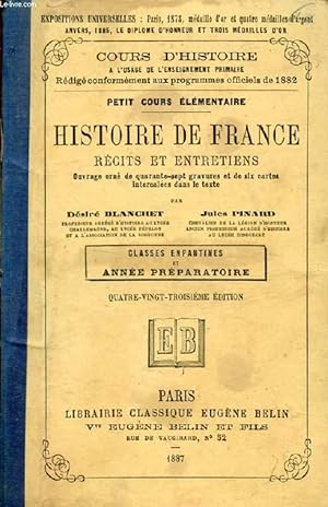 Seller image for HISTOIRE DE FRANCE, RECITS ET ENTRETIENS, CLASSES ENFANTINES ET ANNEE PREPARATOIRE for sale by Le-Livre