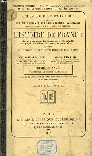 Seller image for HISTOIRE DE FRANCE, 1re ANNEE, PREPARATION AU BREVET ELEMENTAIRE for sale by Le-Livre