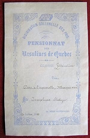 Ex-Praemio Québec. Pensionnat des Ursulines de Québec