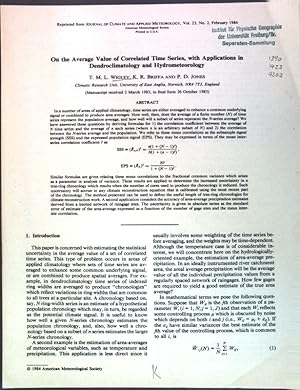 Bild des Verkufers fr On the Average Value of Correlated Time Series, with Applications in Dendroclimatology and Hydrometeorology; zum Verkauf von books4less (Versandantiquariat Petra Gros GmbH & Co. KG)