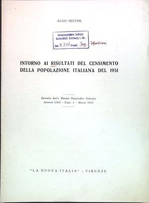 Bild des Verkufers fr Intorno ai risultati del censimento della popolazione italiana del 1951; zum Verkauf von books4less (Versandantiquariat Petra Gros GmbH & Co. KG)