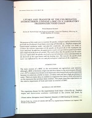 Seller image for Uptake and transfer of the chlorinated hydrocarbon lindane in a laboratory freshwater food chain; for sale by books4less (Versandantiquariat Petra Gros GmbH & Co. KG)