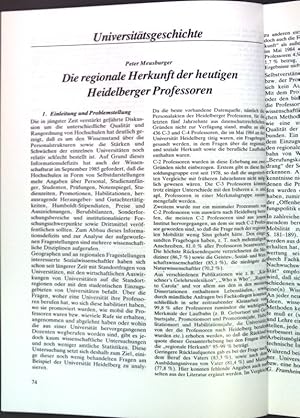 Bild des Verkufers fr Die regionale Herkunft der heutigen Heidelberger Professoren; zum Verkauf von books4less (Versandantiquariat Petra Gros GmbH & Co. KG)