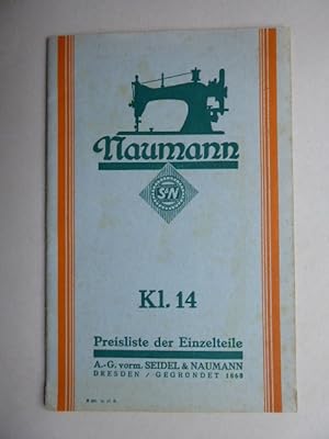 Imagen del vendedor de Naumann Kl. 14 - Preisliste der Einzelteile. (Nhmaschinen-Ersatzteile). a la venta por Antiquariat Heinzelmnnchen