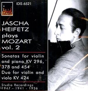 Bild des Verkufers fr Jascha Heifetz plays Mozart Vol. 2. Sonatas for Violin and Piano KV 296, 378 and 454. Duo for Violin and Viola KV 424. Studio Recordings 1947 - 1941 - 1936. zum Verkauf von FIRENZELIBRI SRL