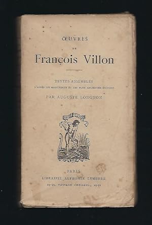 Imagen del vendedor de Oeuvres de Franois Villon. a la venta por Librairie Aubry