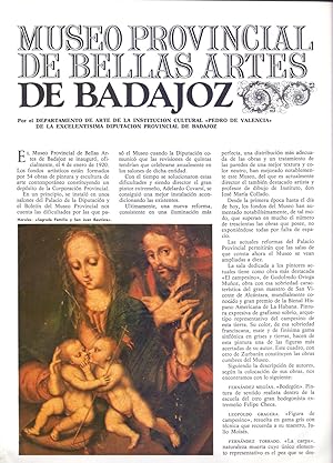 Immagine del venditore per MUSEO PROVINCIAL DE BELLAS ARTES DE BADAJOZ ( 8 PAGINAS ORIGINALES DEL AO 1974, ESTUDIO COMPLETO TEXTO INTEGRO) venduto da Libreria 7 Soles