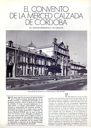 Immagine del venditore per EL CONVENTO DE LA MERCED CALZADA DE CORDOBA ( 8 PAGINAS ORIGINALES DEL AO 1978, ESTUDIO COMPLETO TEXTO INTEGRO) venduto da Libreria 7 Soles