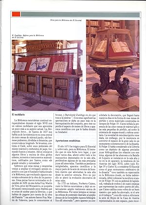 Bild des Verkufers fr LA BIBLIOTECA DE EL ESCORIAL, TESORO BIBLIOGRAFICO Y CONMEMORACION DINASTICA DE LA CASA DE AUSTRIA ( 8 PAGINAS ORIGINALES DEL AO 1991, ESTUDIO COMPLETO TEXTO INTEGRO) zum Verkauf von Libreria 7 Soles