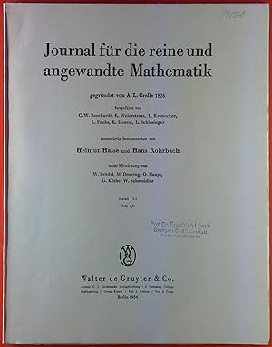 Imagen del vendedor de Journal fr die reine und angewandte Mathematik. Band 193, Heft 1 / 2. Gerhard Ringel: Farbensatz fr orientierbare Flchen von Geschlechte p > 0; etc. a la venta por biblion2