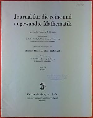 Imagen del vendedor de Journal fr die reine und angewandte Mathematik. Band 192, Heft 3 / 4. Reinhold Baer: Direkte Faktoren endlicher Gruppen; etc. a la venta por biblion2