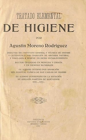Seller image for TRATADO ELEMENTAL DE HIGIENE for sale by Librera Torren de Rueda