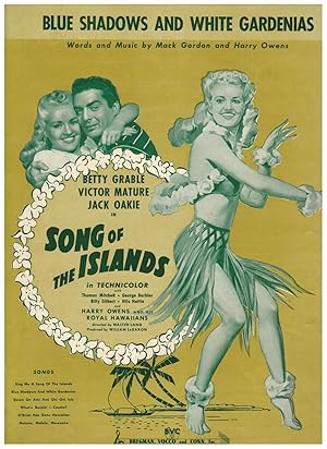 Bild des Verkufers fr BLUE SHADOWS AND WHITE GARDENIAS (from "Song of the Islands" starring Betty Grable and Victor Mature) zum Verkauf von Jim Hodgson Books