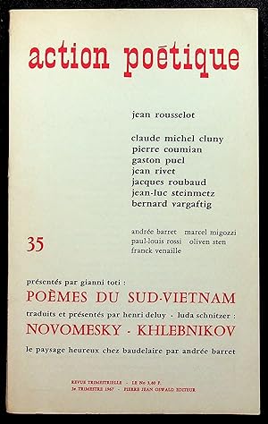 Imagen del vendedor de Action potique n35, 3me trimestre 1967 - Pomes du sud-Vietnam. Novomesky - Khlebnikov a la venta por LibrairieLaLettre2