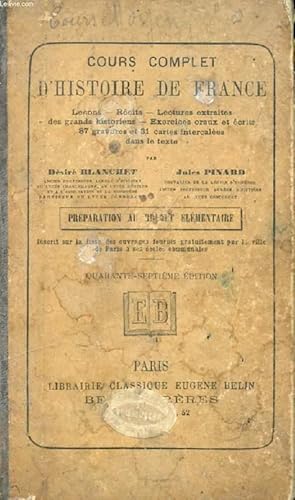Immagine del venditore per COURS COMPLET D'HISTOIRE DE FRANCE, PREPARATION AU BREVET ELEMENTAIRE venduto da Le-Livre
