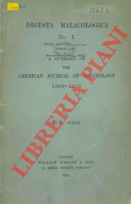 Digesta Malacologica N° I. American Journal of Conchology. 1865-1872