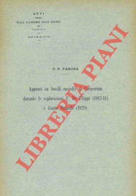 Seller image for Appunti su fossili raccolti al Caracorum durante le esplorazioni F. De Filippi (1913-14) e Giotto Dainelli (1929). for sale by Libreria Piani