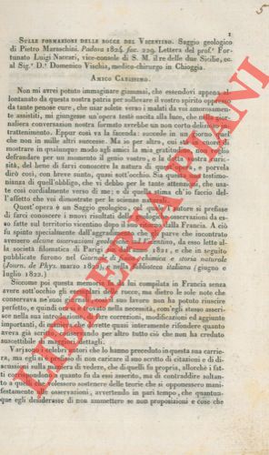 Seller image for Sulle formazioni delle rocce del vicentino. for sale by Libreria Piani