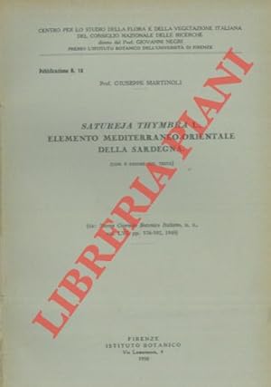 Bild des Verkufers fr Satureja thymbra L. elemento mediterraneo-orientale della Sardegna. zum Verkauf von Libreria Piani