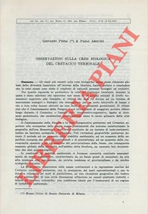 Bild des Verkufers fr Osservazioni sulla crisi biologica del cretaceo terminale. zum Verkauf von Libreria Piani