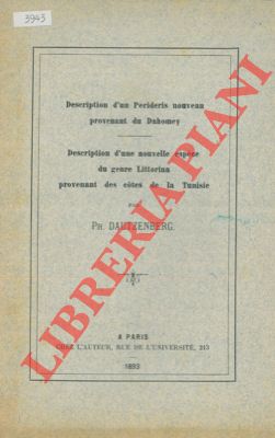 Bild des Verkufers fr Description d'un Perideris nouveau provenant du Dahomey - Description d'un nouvelle espce du genre Littorina provenant des cotes de la Tunisie. zum Verkauf von Libreria Piani