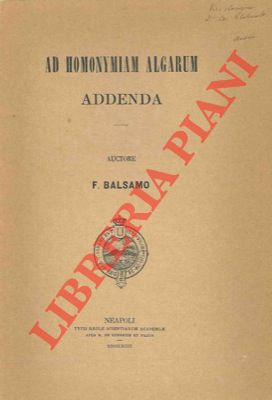 Homonymiae algarum in plantis animalibusque tentamen. Neapoli, 1888. pp. 25. + B. F. - Ad homonym...
