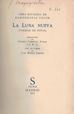 Bild des Verkufers fr OBRA ESCOJIDA. LA LUNA NUEVA (poemas de nios). zum Verkauf von Librera Torren de Rueda