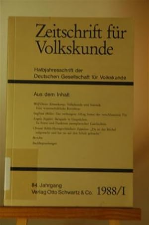 Imagen del vendedor de Zeitschrift fr Volkskunde. Halbjahresschrift der Deutschen Gesellschaft fr Volkskunde. 84. Jg. 1988/ I. Halbjahresband a la venta por Adalbert Gregor Schmidt