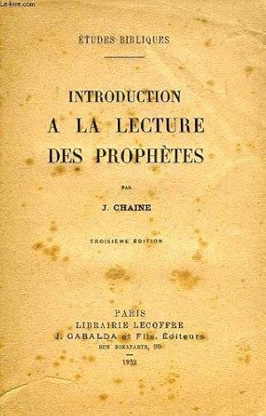 Bild des Verkufers fr Introduction A La Lecture Des Prophetes zum Verkauf von JLG_livres anciens et modernes