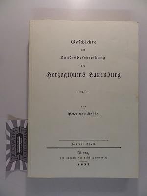 Bild des Verkufers fr Geschichte und Landesbeschreibung des Herzogthums Lauenburg. Dritter Theil. zum Verkauf von Druckwaren Antiquariat