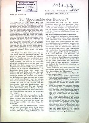 Bild des Verkufers fr Zur Geographie des Hungers; zum Verkauf von books4less (Versandantiquariat Petra Gros GmbH & Co. KG)