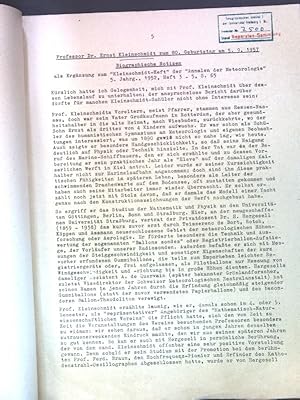 Imagen del vendedor de Professor Dr. Ernst Kleinschmidt zum 80. Geburtstag am 5.9.1957: Biographische Notizen. a la venta por books4less (Versandantiquariat Petra Gros GmbH & Co. KG)