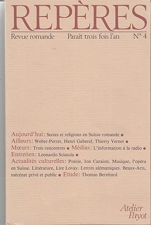 Repères no 4. Revue romande. Sectes et religions en Suisse romande.