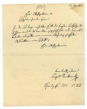 Bild des Verkufers fr Eigenh. Brief mit U. zum Verkauf von Antiquariat INLIBRIS Gilhofer Nfg. GmbH