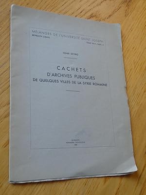 Seller image for Cachets d'archives publiques de quelques villes de la Syrie romaine for sale by Les Livres du Pont-Neuf