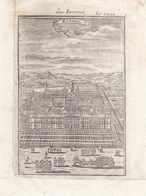 Das Escurial, Madrid, Real Sitio de San Lorenzo de El Escorial, Kupferstich von 1729 von Mallet, ...