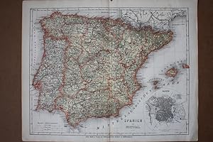 Spanien und Portugal geognostische Karte, Balearen, altkolorierter Stahlstich um 1865, Blattgröße...