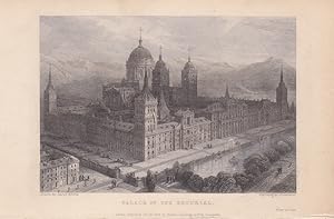 Madrid, Palace of the Escurial, Stahlstich von 1836 von Freebairn nach David Roberts, Blattgröße:...