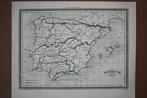 Espagne ancienne, Mer Interieure, altkolorierter Stahlstich um 1850 mit geognostischer Karte von ...